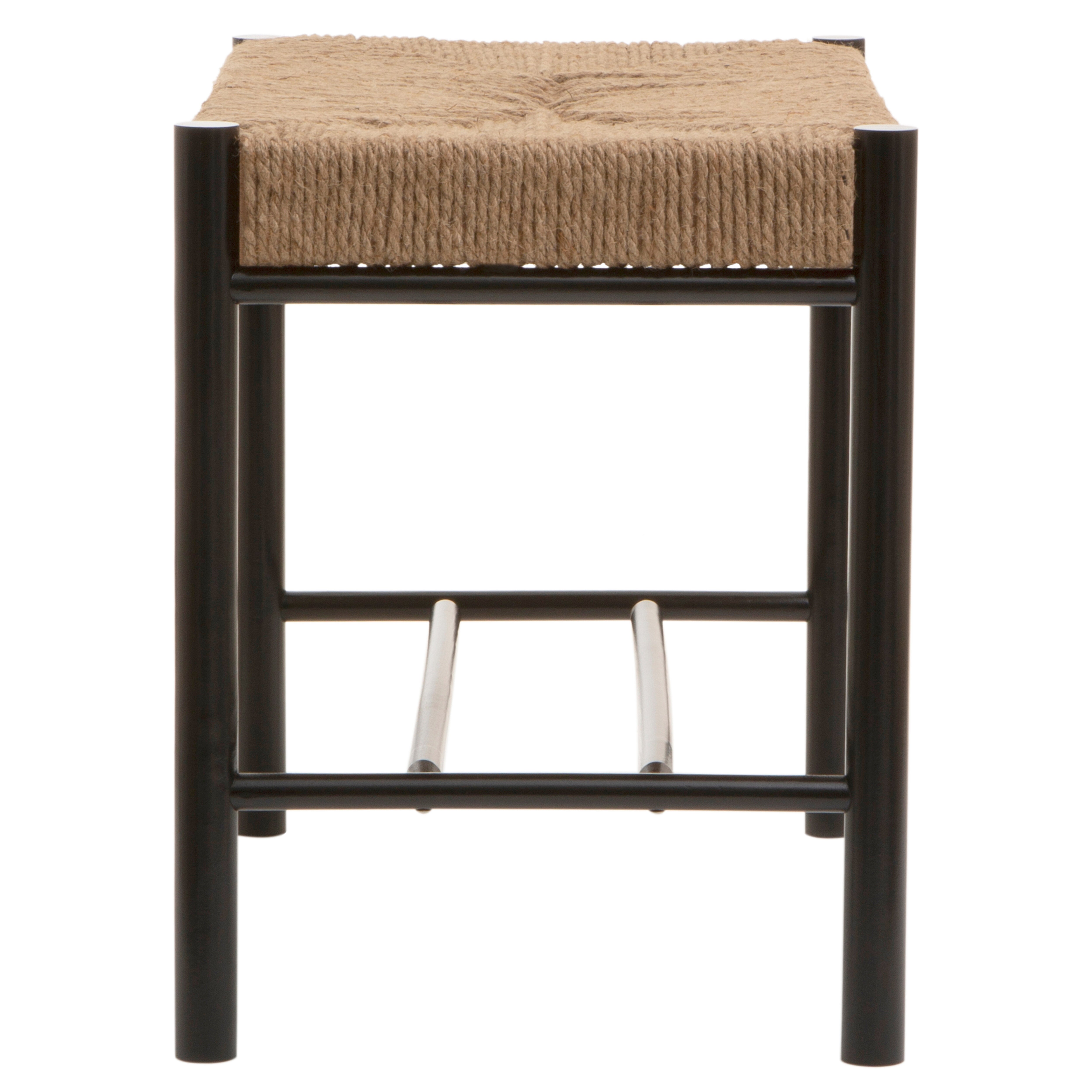 Cleets Black Wood & Woven Rope Bench | Small